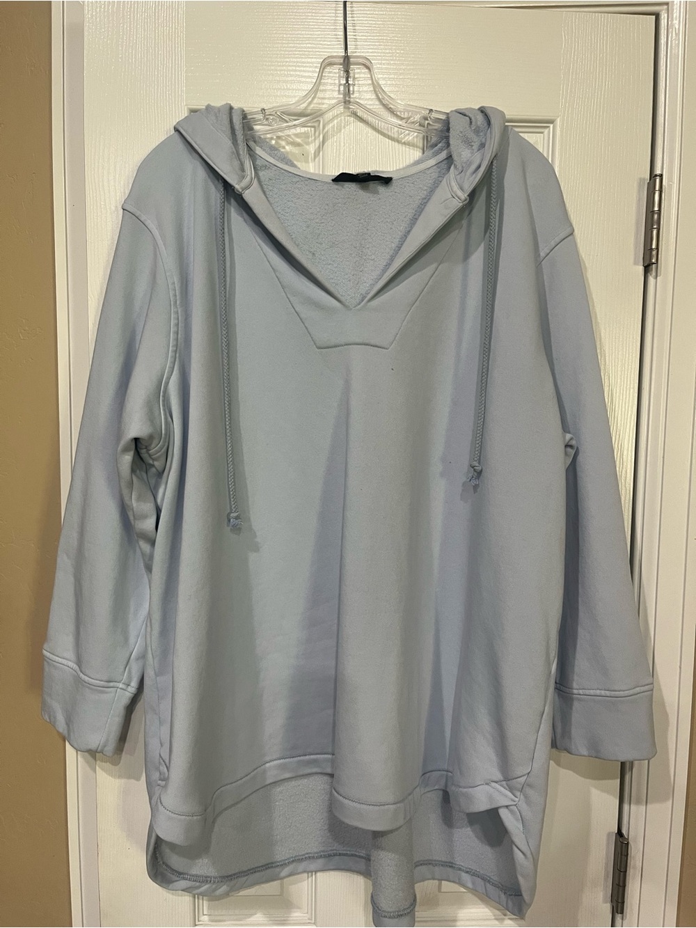 Jane and Delancey Light Blue Hooded V-Neck Pullover